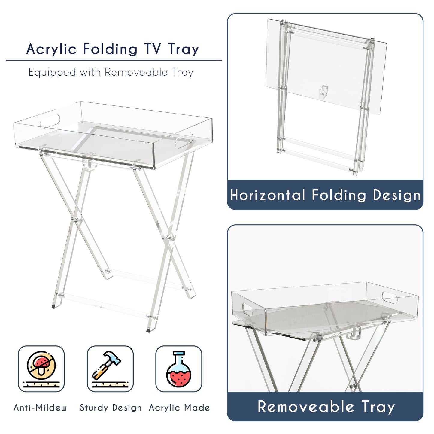 Acrylic Removable Folding Storage Tray